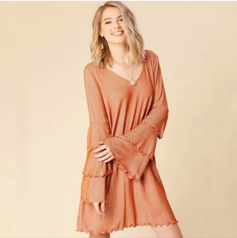 Altard State Ruffle Lettuce long sleeve dress